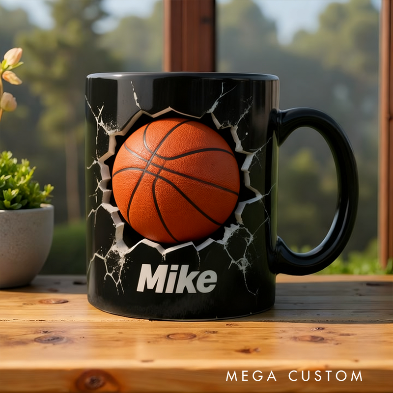 Personalized Soccer Basketball Volleyball and Golf Ball Mug with Custom Name Perfect Gift for Sports Fans and Players