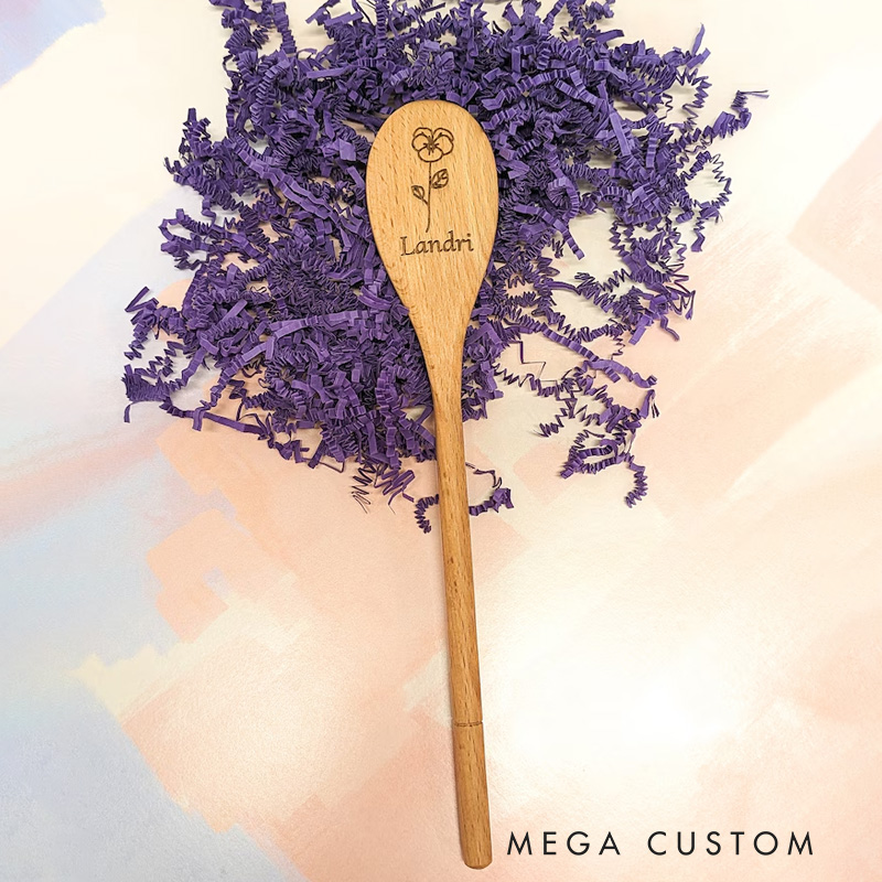 Personalized Rolling Pin and Spatula Baking Tools with Name Engraved Birth Month Flower Baking Gift Set Birthday Gift for Baker Baking Lover Gift