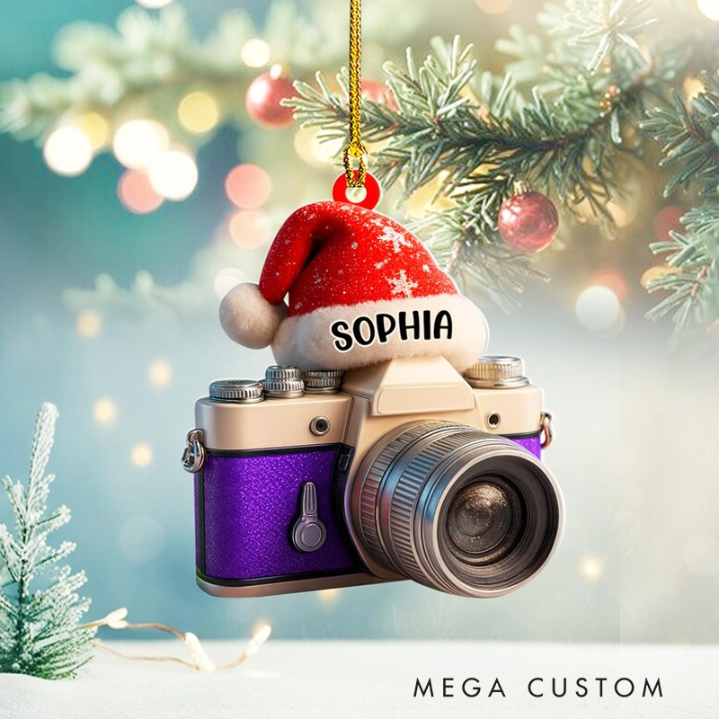 Personalized Camera Ornament 2025 Custom Photographer Christmas Ornament Photography Gift for Friend or Travel Lover Decoration