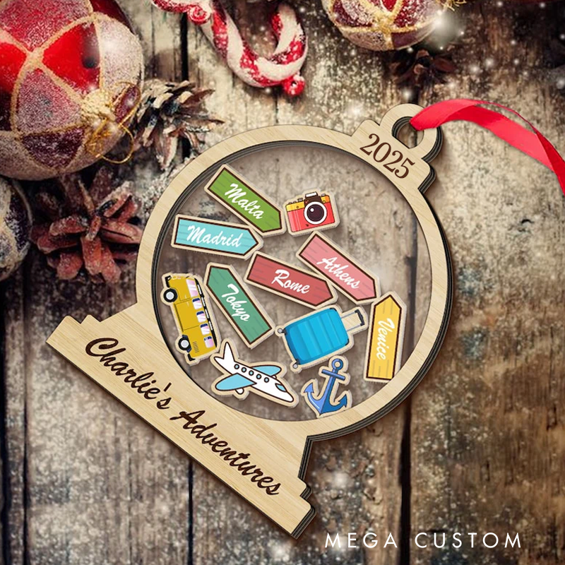 Personalized Travel Adventures Ornament Custom Ornament Ornament Gift Travel Decor Travel Gift