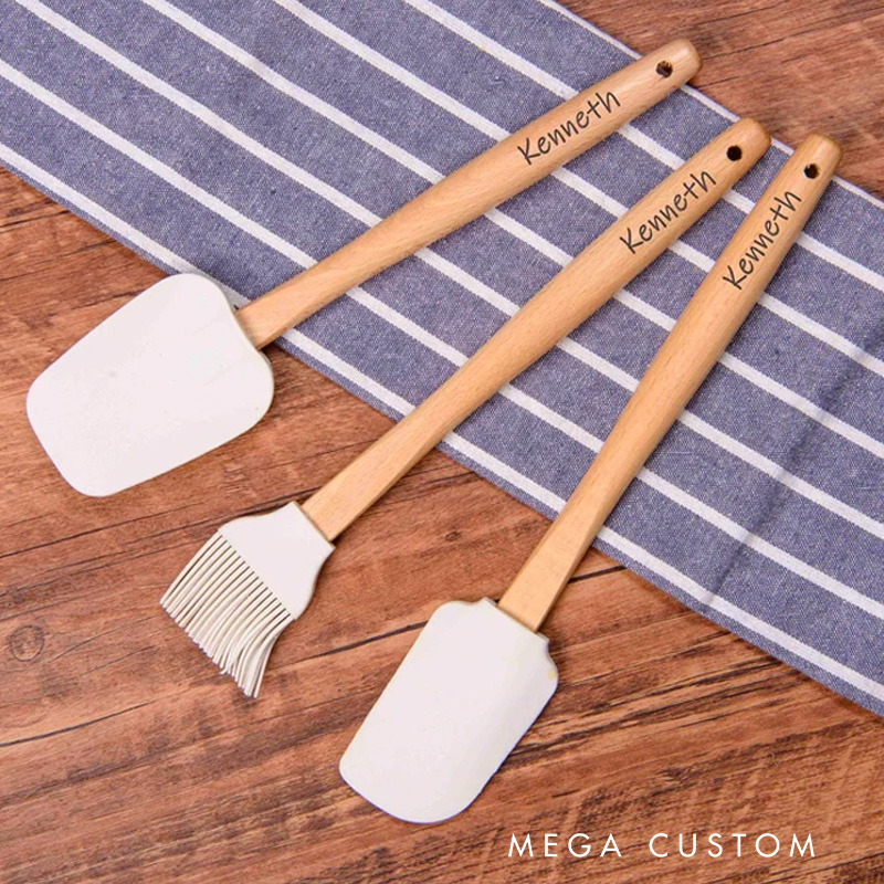 Personalized Rolling Pin, Wooden Spoon and Spatula Gift Box for Bakers Birthday Gift, Beechwood Baking Tool For Grandma with Name Baking Lover Gift