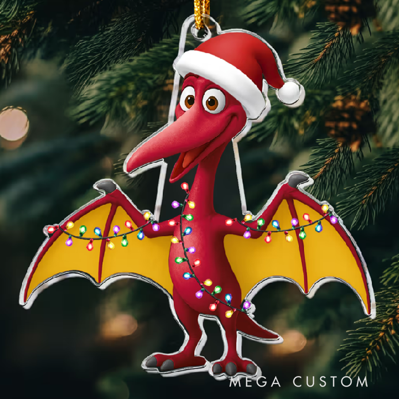 Personalized Kid Cartoon Christmas Dinosaurus Acrylic Ornament