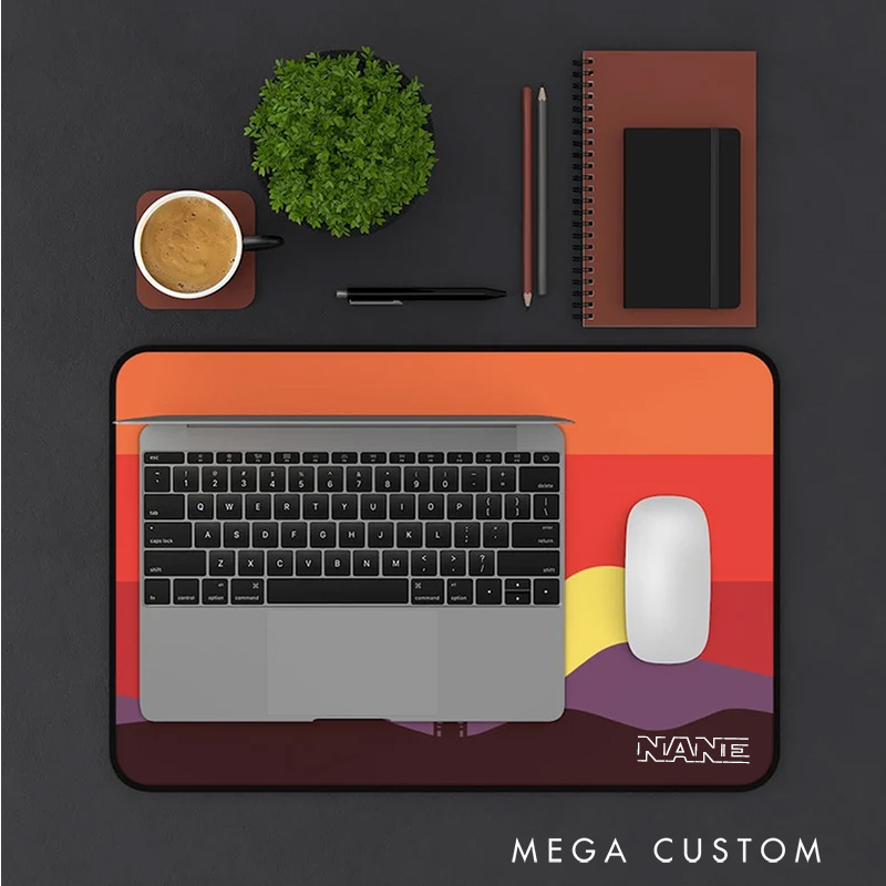 Personalized Sunset Landscape Desk Mat Custom Work or Gaming Mousepads Gift for Geek Nerd Lover