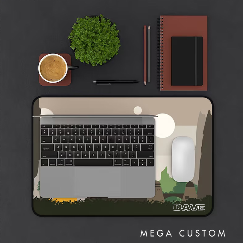 Personalized Futuristic Alien Landscape Mousepads Custom Work or Gaming Desk Mat Gift for Sci-Fi Geek Nerd Lover