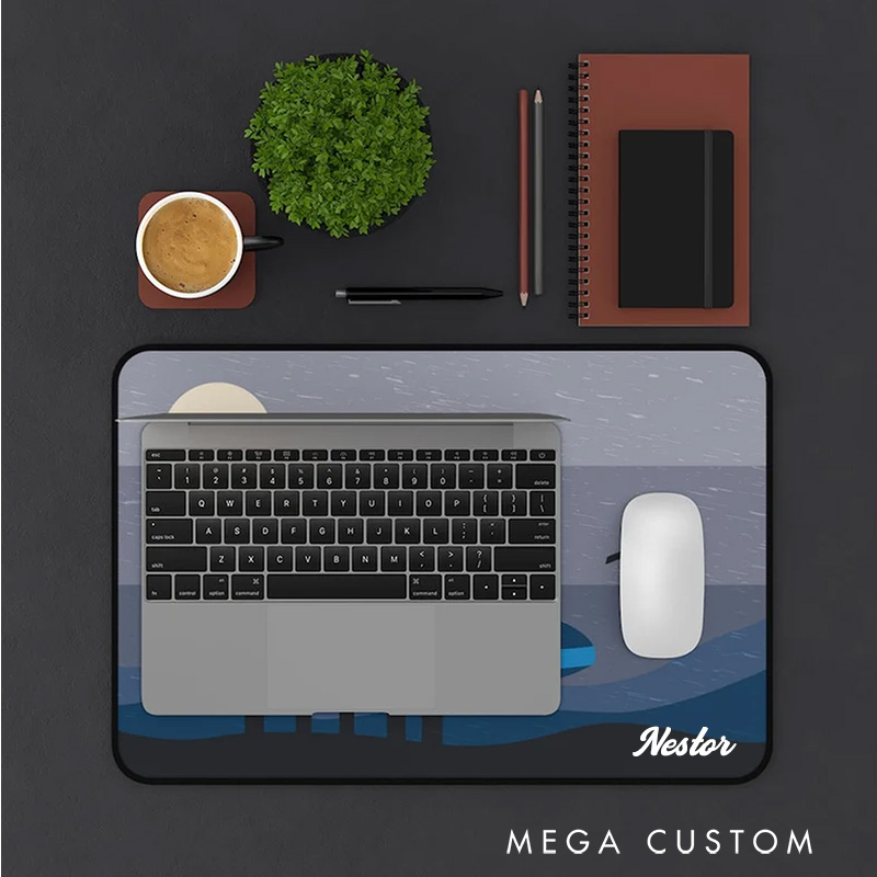 Personalized Futuristic Nightscape Mousepads Custom Minimalist Work or Gaming Desk Mat Gift for Sci-Fi Geek Nerd Lover