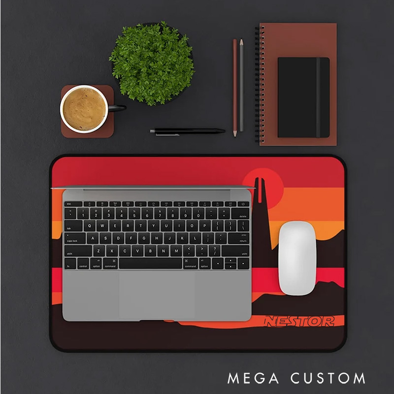 Personalized Sunset Adventure Desk Mat Custom Work or Gaming Mousepads Gift for Geek Nerd Lover