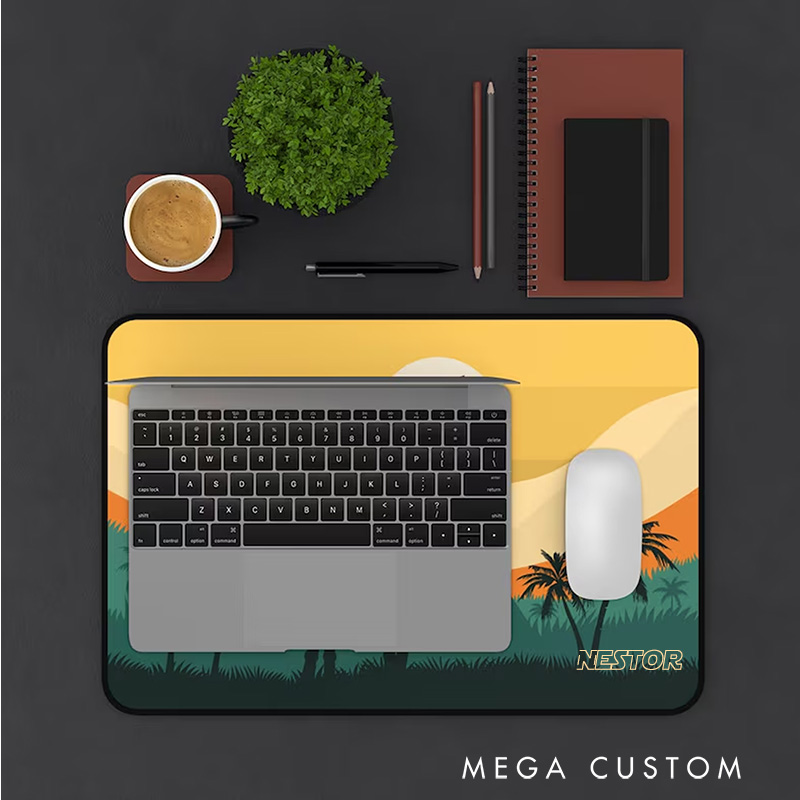 Personalized Tropical Sunset Adventure Mousepads Custom Work or Gaming Desk Mat Gift for Geek Nerd Lover
