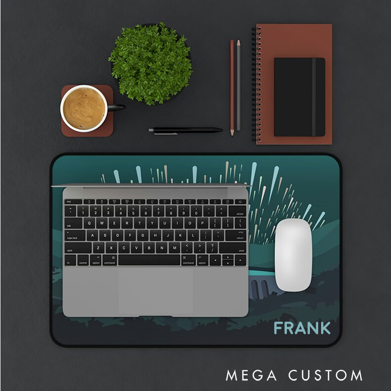 Personalized Futuristic Nightscape Desk Mat Custom Work or Gaming Mousepads Gift for Sci-Fi Geek Nerd Lover