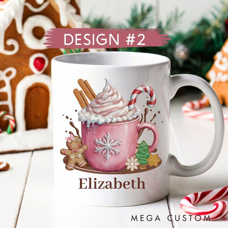 Personalized Gingerbread Cookie Mug with Name Hot Cocoa Mugs for Kids Holiday Kitchen Mug Baking Lover Gift