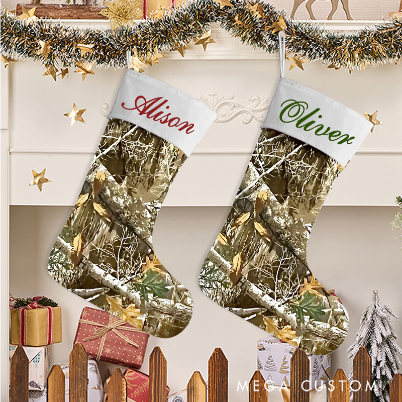 Personalized Christmas Stocking for Hunting Fans in Hunter Custom Name Christmas Stocking Christmas Gift for Hunting Lover