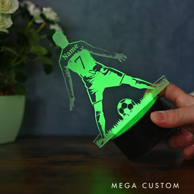 Personalized Soccer 3D Night Light Custom Name and Number LED Lamp for Fans