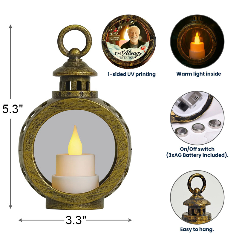 Personalized Candlelight Lantern Ornament Custom Photo I'm Always With You Night Light Sympathy Gift