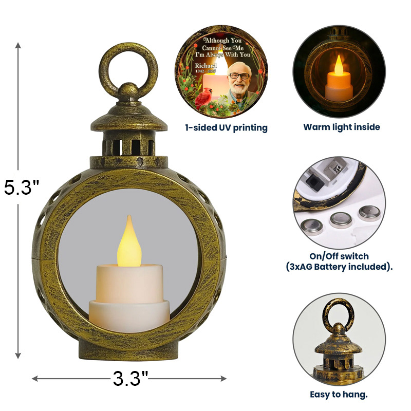 Personalized Candlelight Lantern Ornament Custom Photo Night Light Although You Cannot See Me I'm Always With You