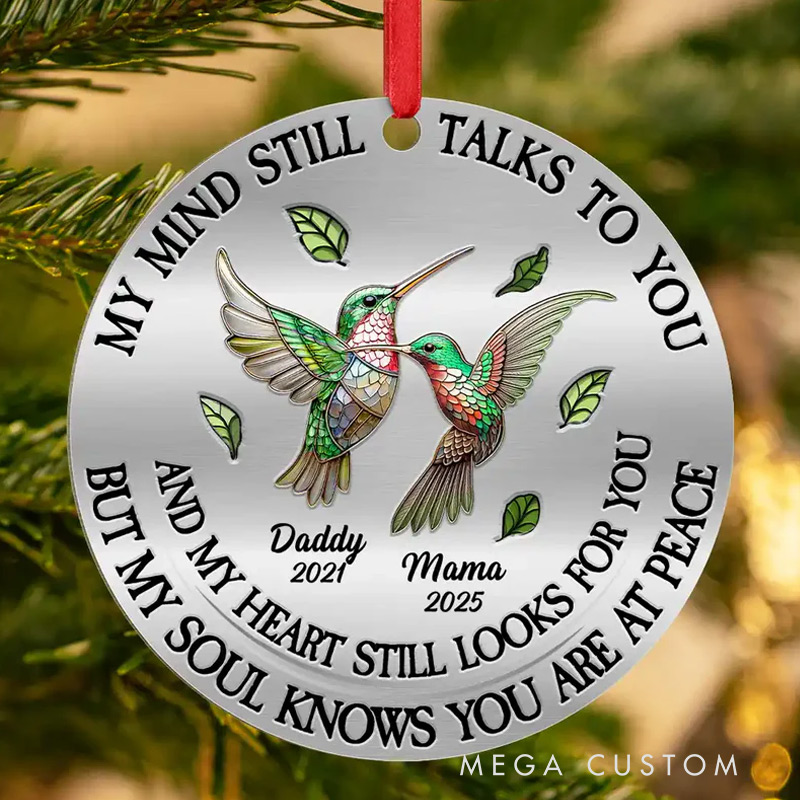 Personalized Memorial Photo Ornament Memorial My Mind Still Talks To You Acrylic Christmas Ornament Loss of Loved One Gift 
