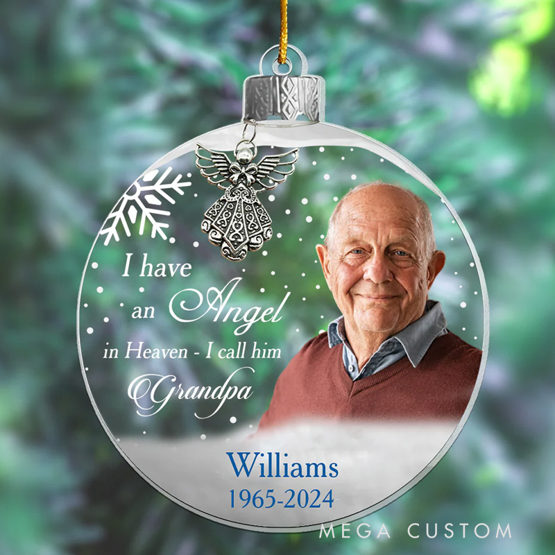 Personalized Photo Angel In Heaven Memorial Ornament Custom Acrylic Ornament Loss of Loved One Gift 