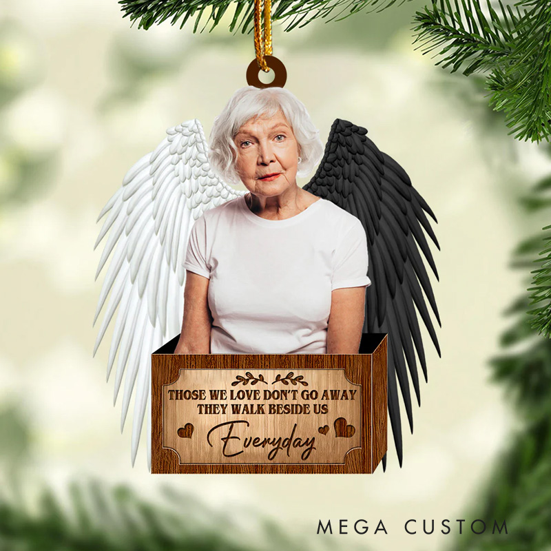 Personalized Memorial Wings Ornament Custom Photo Acrylic Ornament Always On Our Mind Forever In Our Heart Funeral Ornaments