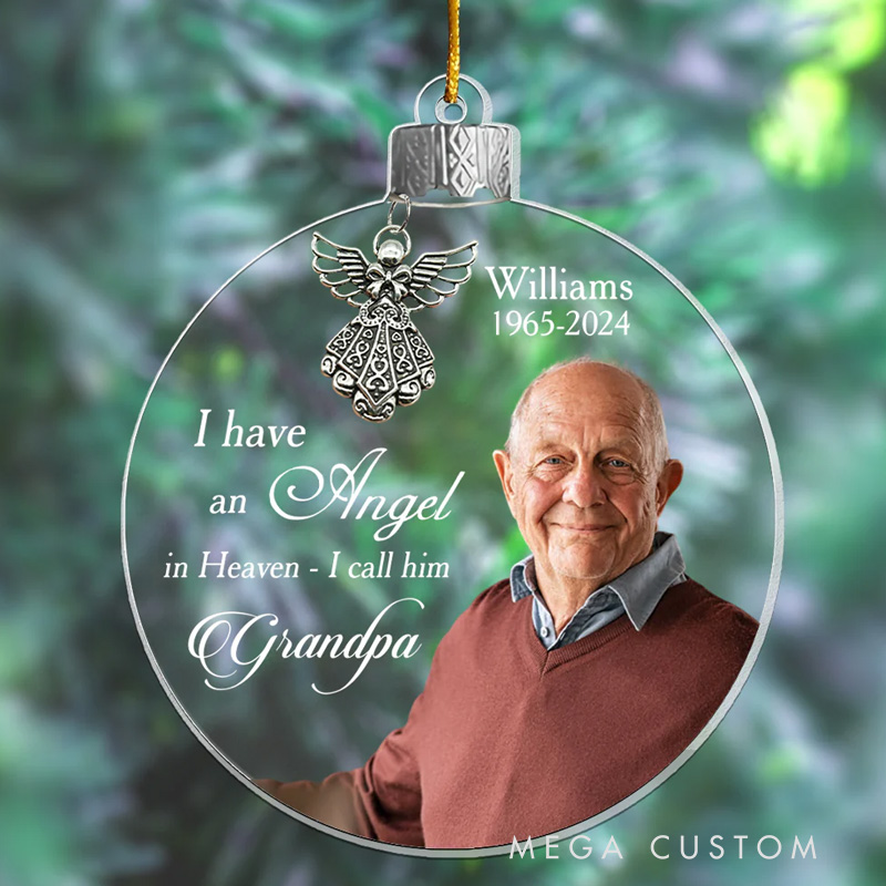 Personalized Photo Acrylic Ornament Angel In Heaven Memorial Ornament Memorial Day Ornament Loss Ornament Funeral Ornaments