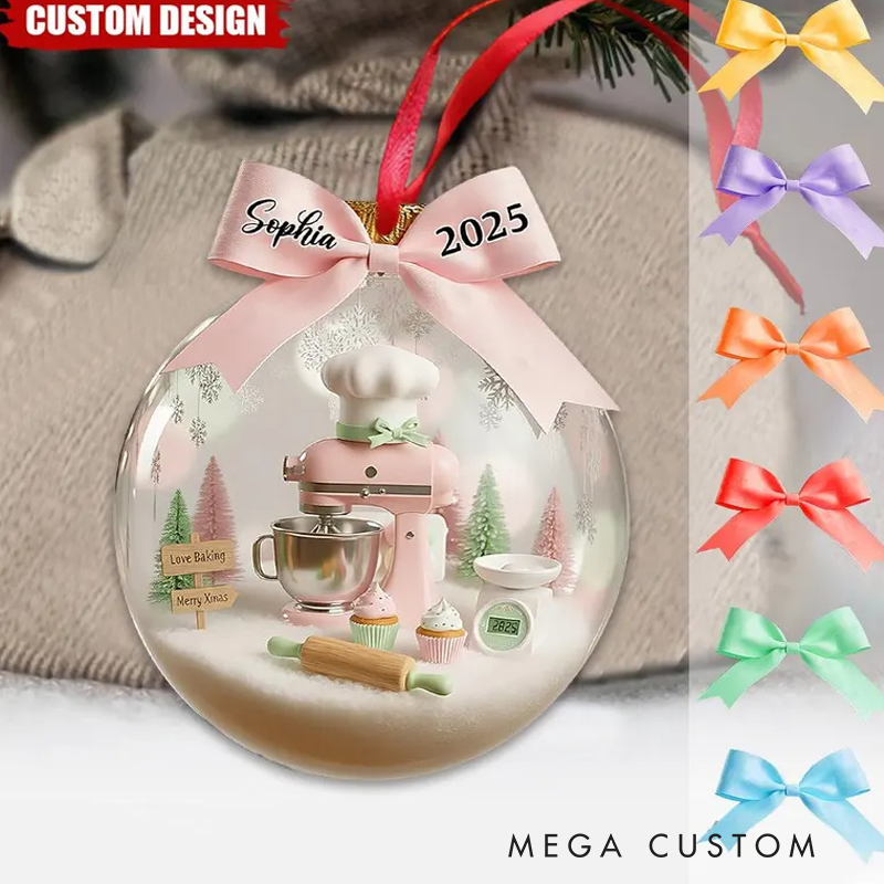 Personalized 2025 Baking Christmas Ornament with Name Holiday Baking Christmas Tree Decoration Baking Keepsake Baker Xmas Gift