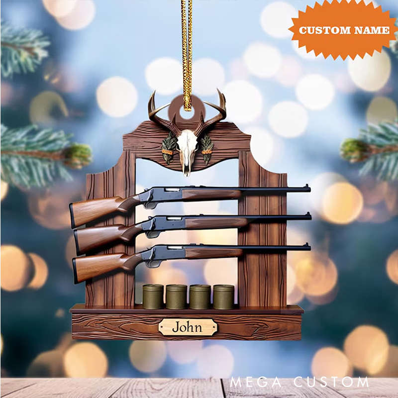 Personalized Gun Shelf Christmas Ornament Custom Hunting Ornament Christmas Home Decor Christmas Gift for Him Husband