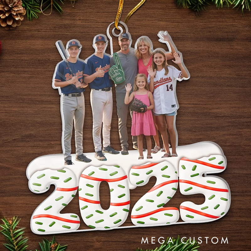 Personalized Baseball Family Christmas Ornament with Custom Photo
