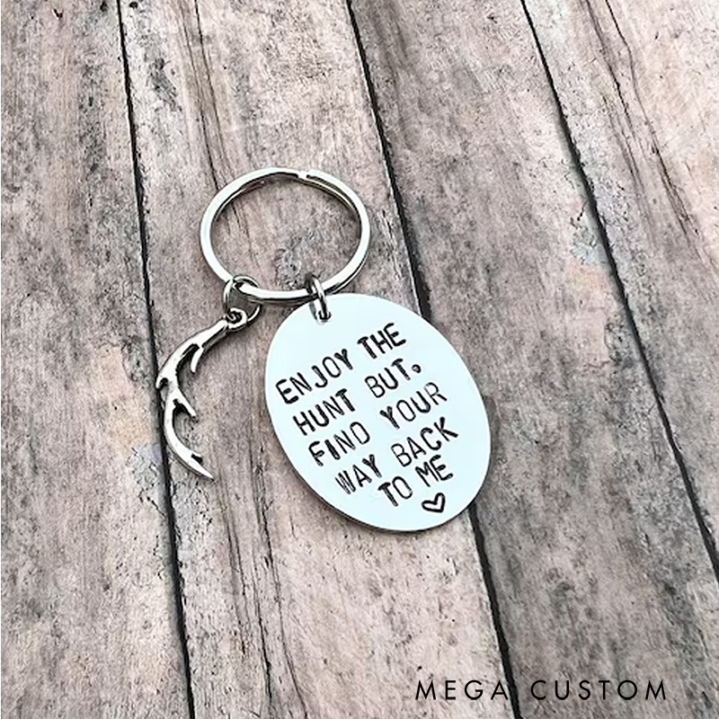 Personalized Deer Hunting Stainless Steel Keychain Custom Hunter Keychain Hunter Gift for Men Boyfriend Husband