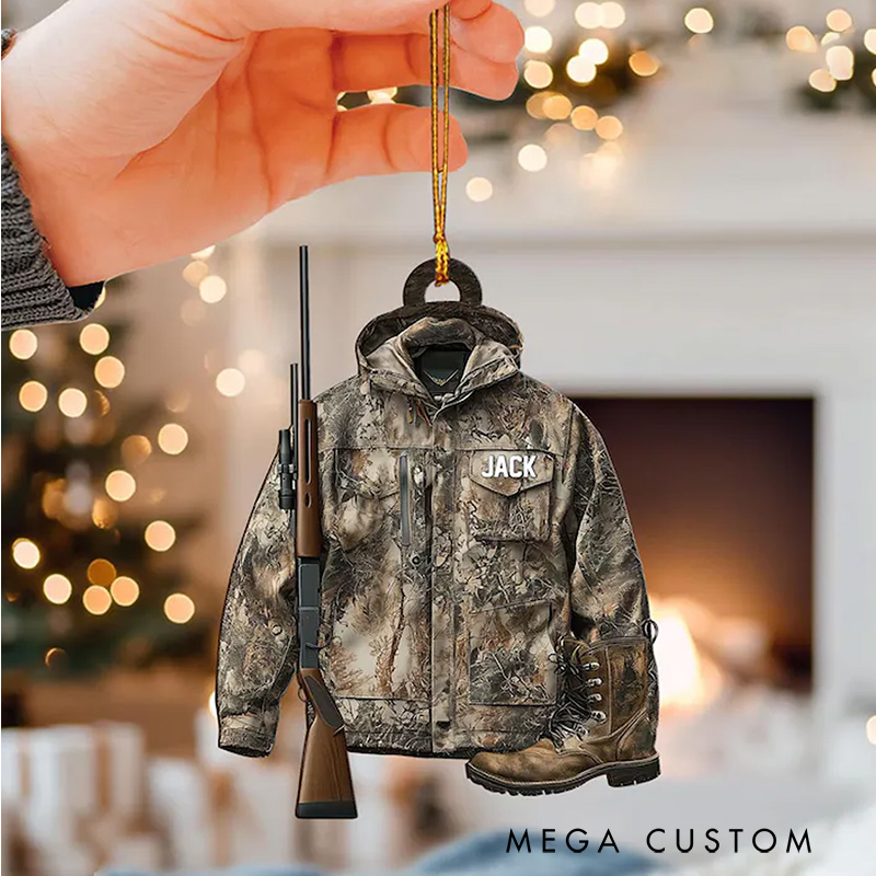 Personalized Hunting Ornament Custom Hunting Christmas Tree Ornament Hunting Vest Christmas Decor Gift for Hunter Dad Husband