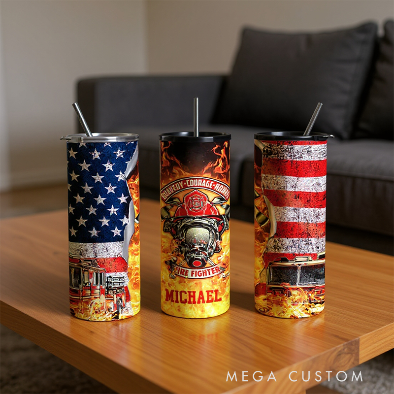 Personalized Firefighter 20-ounce Tumbler Fire Tumbler 20-ounce Insulated Tumbler Stainless Steel Tumbler