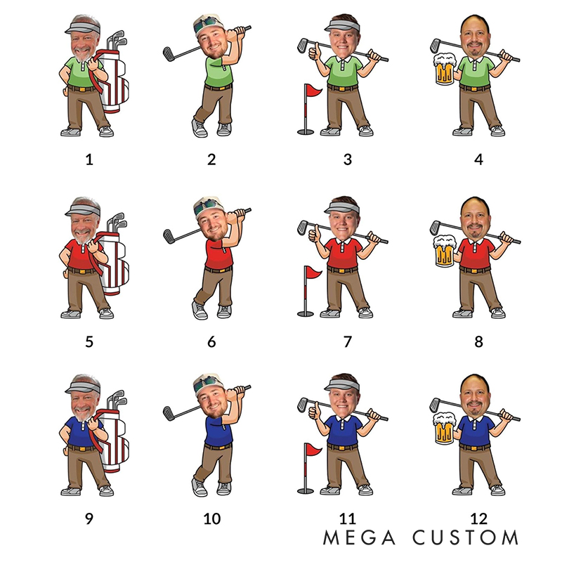 Personalized Cartoon Golf Ball with Custom Face Design for Golf Enthusiast.  