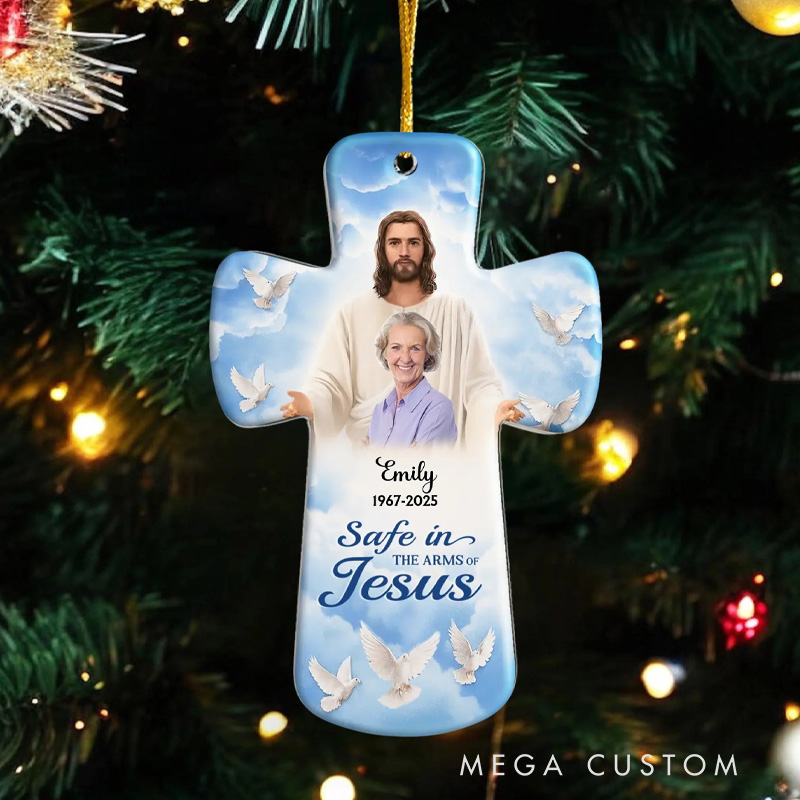 Personalized Acrylic Ornament Memorial Safe In The Arms Of Jesus Memorial Gift for Loss of Loved One