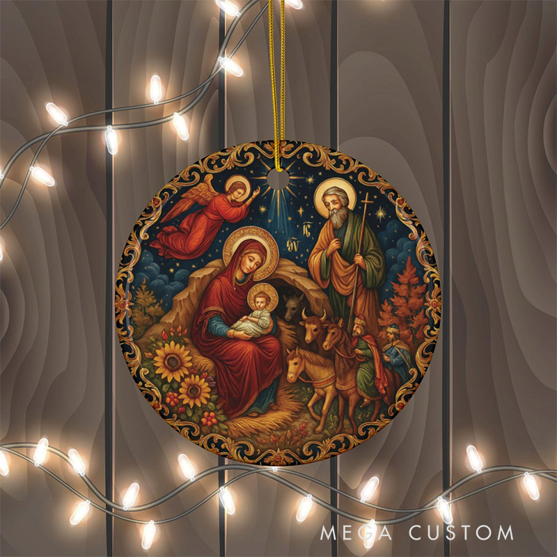 Personalized Nativity Scene Orthodox Christmas Ornament with Name and Year Home Christmas Gift Orthodox Gift