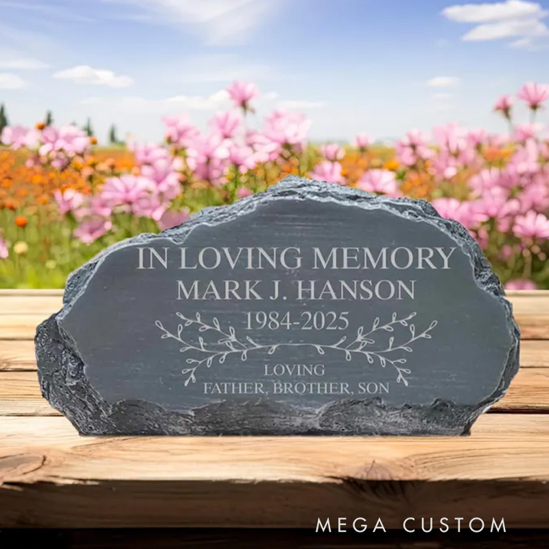 Personalized Memorial Garden Stone Engraved Name Rock Outdoor Plaque Sympathy Gift for Loss of Loved One