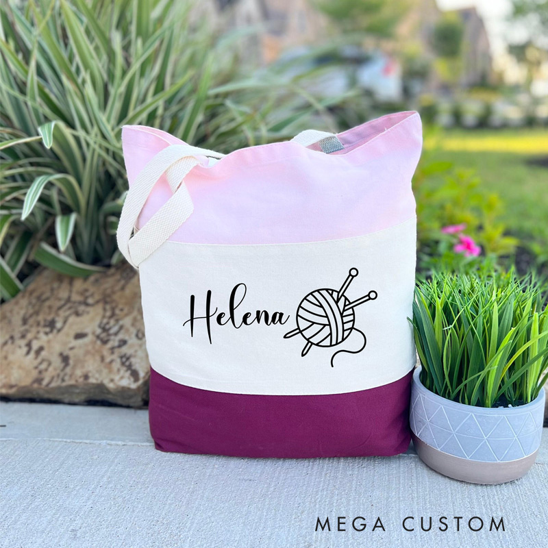 Personalized Knitting Tote Bag Custom Knitting Gifts for knitting lovers