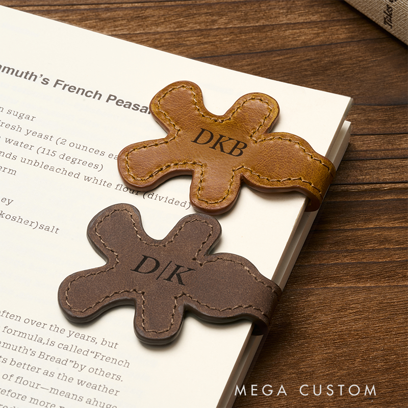 Personalized Leather Magnetic Book Mark Engraved Bookmark with Name Custom Reader Gift for Him Journal Accessory