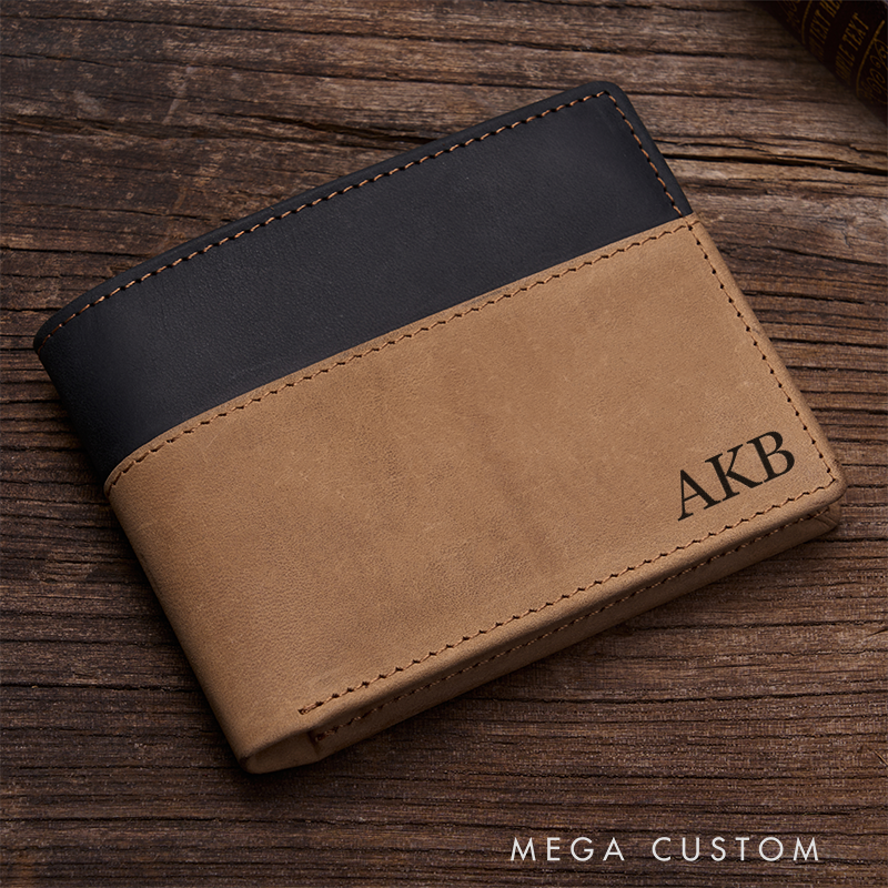 Personalized Leather Wallet Custom Wallet for Him Engraved Wallets with Name Mens Wallet Minimalist Wallet Leather Gift For Him Gift for Husband Boyfriend Father