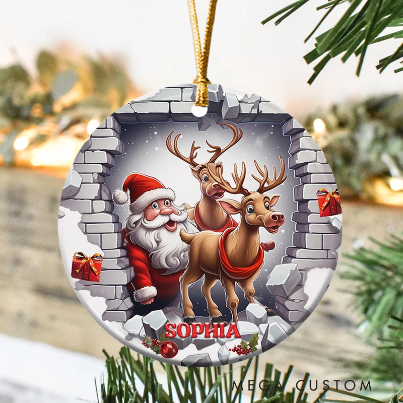Personalized Ceramic Christmas Ornament with Name Snowman Reindeer Santa Claus Tree Decoration Gift for Family