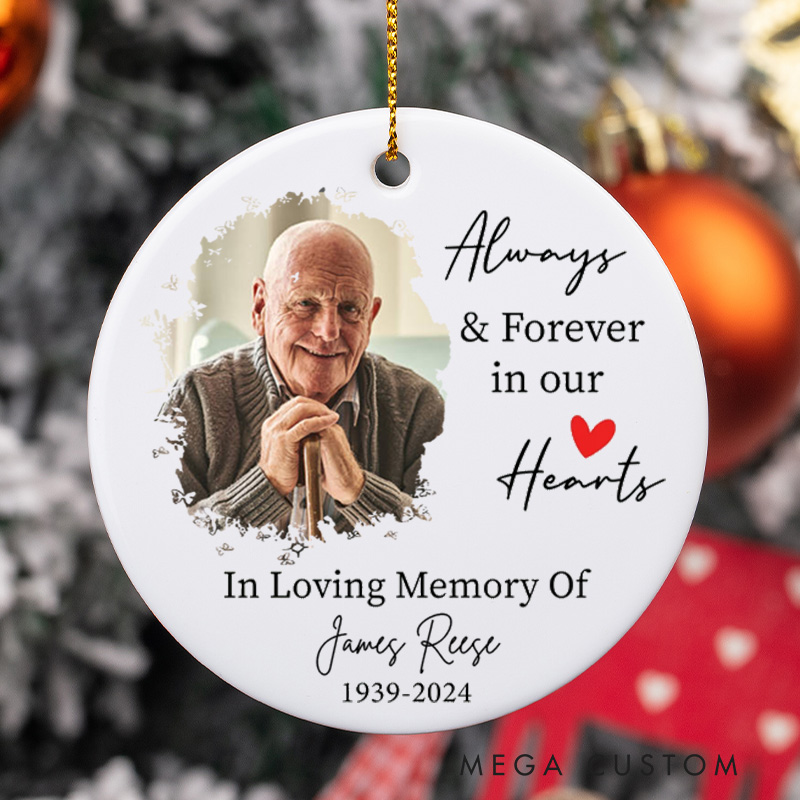 Personalized Photo Memorial Ornament Remembrance Ceramic Ornament for Loss of Loved One Sympathy Gift