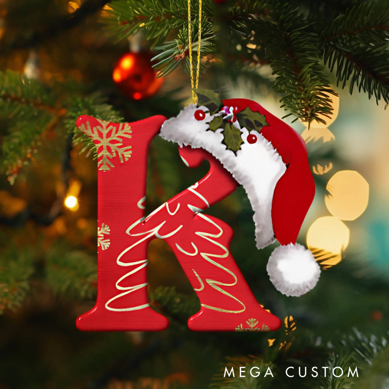 Personalized Christmas Acrylic Letter Pendant Customizable 2D Holiday Ornament for Tree Decoration