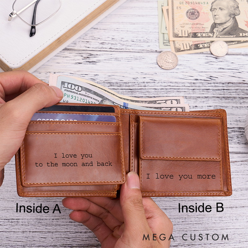 Personalized Leather Wallet Mens Wallet Custom Wallet for him Engraved Wallets with Name Minimalist Wallet Leather Gift For Him Gift for Husband Boyfriend Father