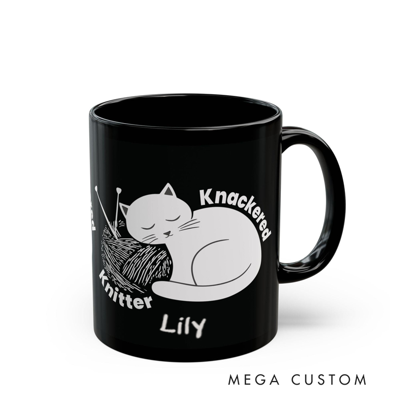 Personalized Knackered Knitter Coffee Mug Crafty Humor Ceramic Tea Cup Custom Knitting Gift