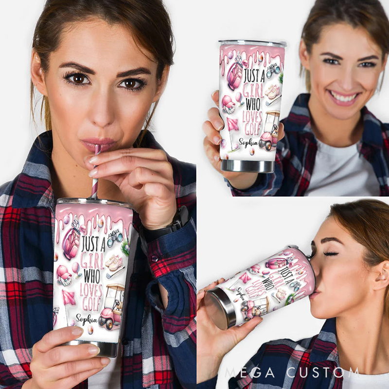 Personalized "Just a Girl Who Loves Golf" Tumbler with Custom Name  