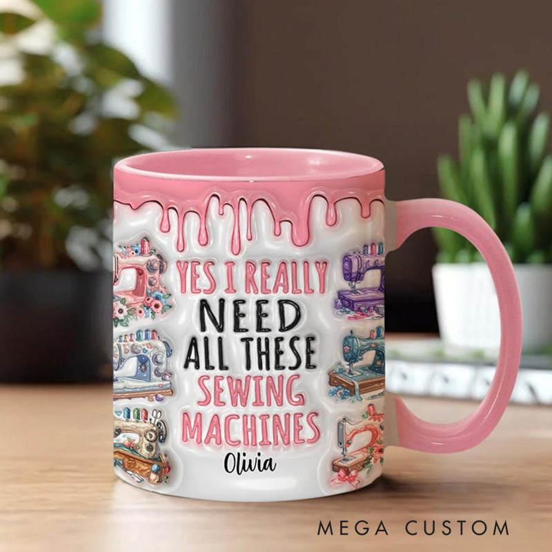 Personalized I Really Need All These Sewing Machines Accent Mug Custom Sewing Cup Sewing Gifts For Women Gifts For Sewing Lovers