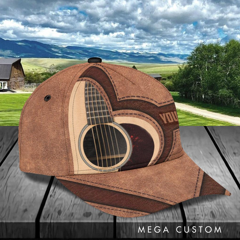 Personalized Name Classic Cap 3D Print Baseball Cap for Music Lover and Guitar Lovers Custom Gift