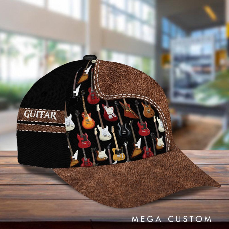 Personalized Name Classic Cap 3D Print Baseball Cap for Music Lover and Guitar Lovers Custom Gift