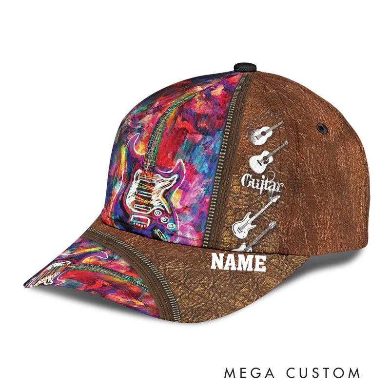 Personalized Name Classic Cap 3D Print Baseball Cap for Music Lover and Guitar Lovers Custom Gift