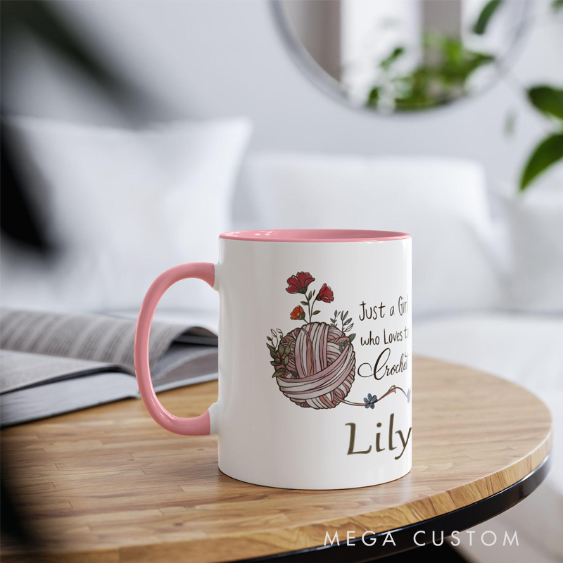 Personalized Just a Girl Who Loves to Crochet Gift Mug Best Friend Novelty Mug Crocheter Birthday Mothers Day Present