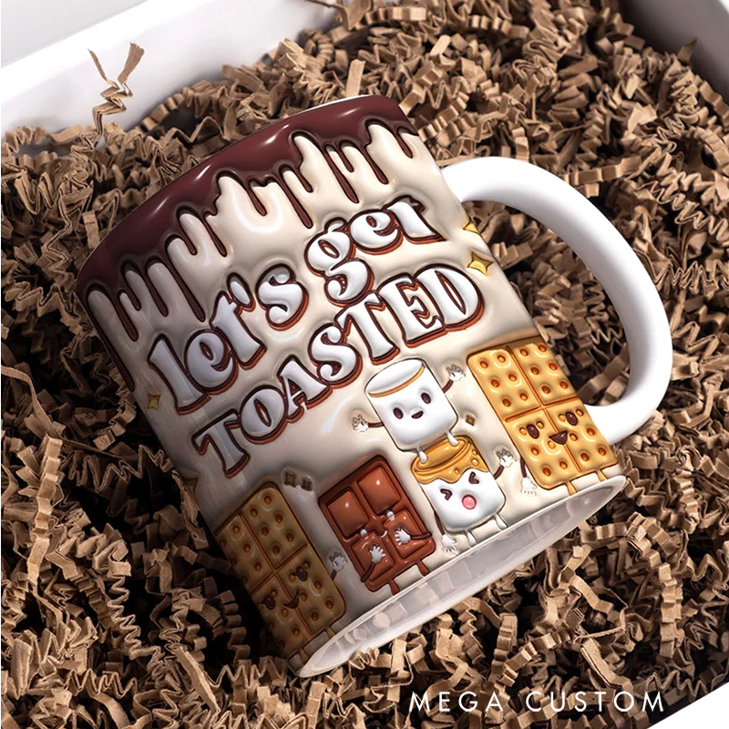 Personalized Puffy Bubble Camping Smore Toasted Mug Let's Get Toasted Cup Gift Camping Lover