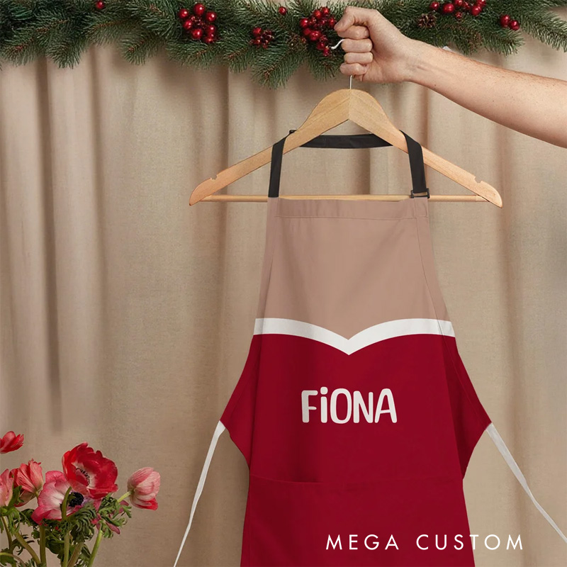 Personalized Adjustable Waterproof Santa Claus Belt Apron with Name Kitchen Wear Cooking Baking Christmas Gift for Baker Family