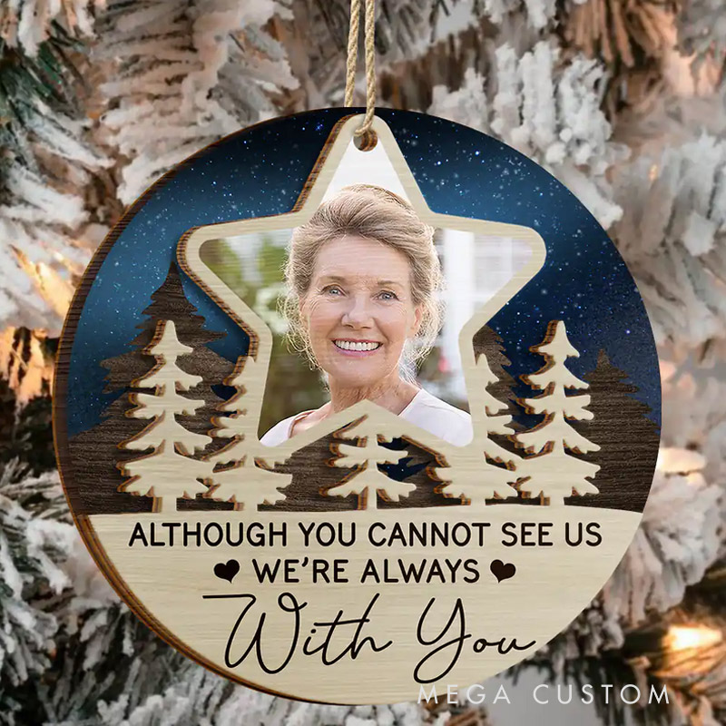 Personalized 2-Layered Wooden Ornament Custom Photo I'll See You On The Other Side Of The Stars Christmas Ornament 