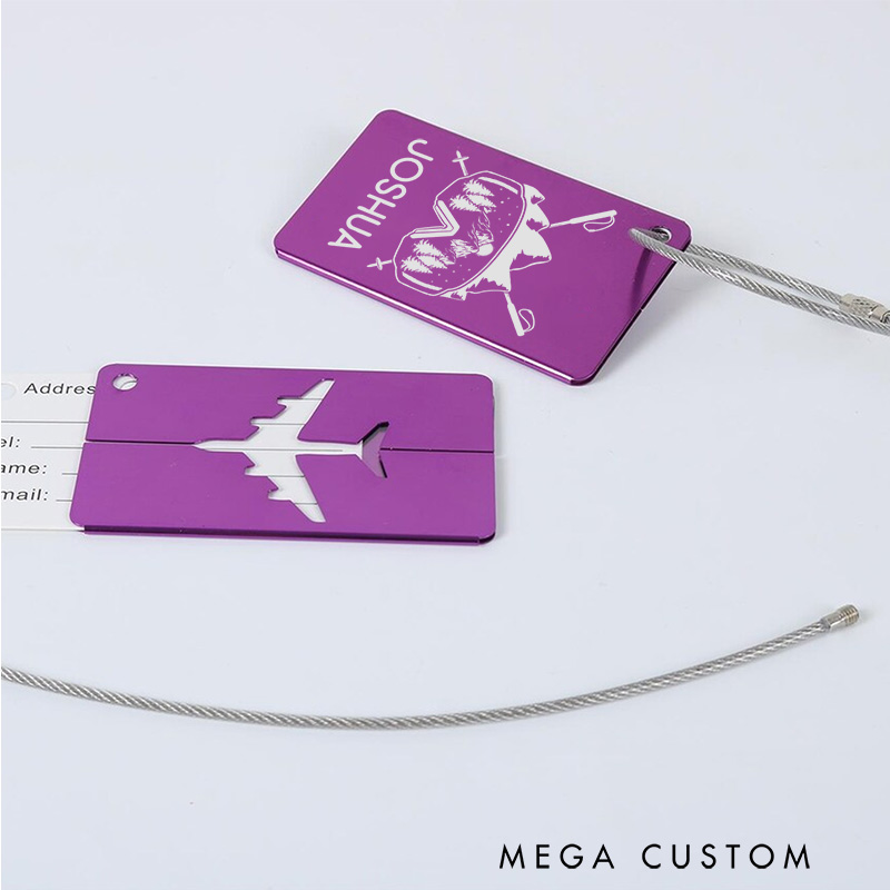 Personalized Metal Luggage Tag Ski Luggage Tag Baggage ID Tag for Outdoor Lovers Gift