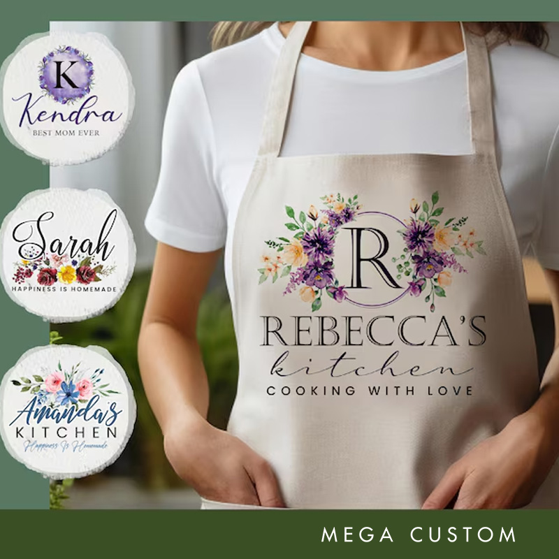 Personalized Cooking with Love Family Apron Baking Apron for Women with Name Baking Lover Gift